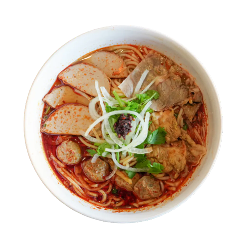 Bun Bo Hue spicy beef and pork noodle soup at 26 Viet Cafe, a Vietnamese Restaurant in Pasadena