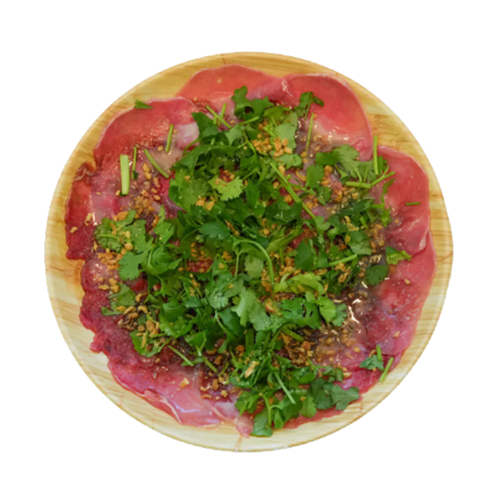 Vietnamese beef carpaccio with garlic cilantro and vinegarette sauce at 26 Viet Cafe, a Vietnamese Restaurant in Pasadena
